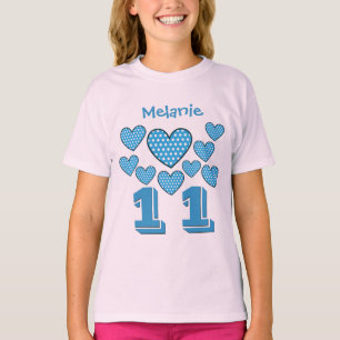 11 Geburtstags-Mädchen-Herz-großer T-Shirt
