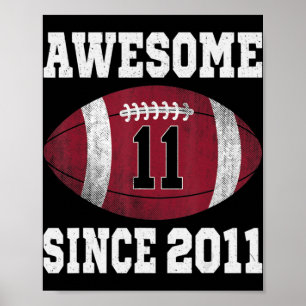 11. Geburtstagsfußball-Spieler 11 Jahre alt Vintag Poster