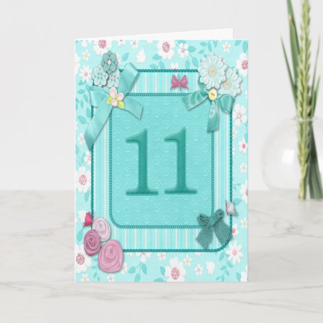 11. Geburtstagskarte mit Blume Karte (Vorderseite)