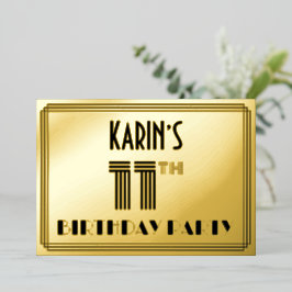 11. Geburtstagsparty — Art Deco Stil "11" & Name Folieneinladung