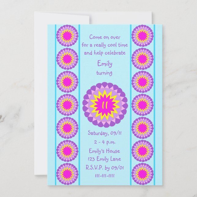 11. Geburtstagsparty Einladung Cool Blue 11 (Vorderseite)