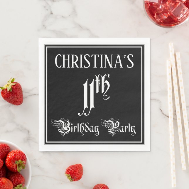 11. Geburtstagsparty — Extravagantes Script + Indi Serviette (Beispiel)