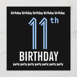 11. Geburtstagsparty Modern Blue und Black W690 Einladung