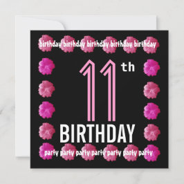 11. Geburtstagsparty Rosa Blume für ihre W762 Einladung
