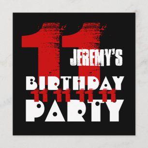 11. Geburtstagsparty WARM TONES Grunge Z04B Einladung