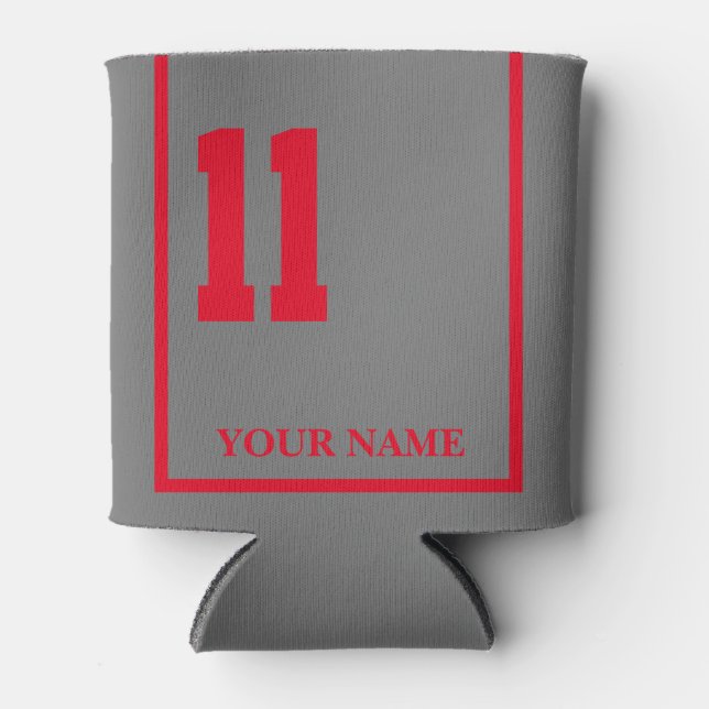 11 Graue mit rotem Pferderücken Saddle Blanket Cus Dosenkühler (Vorderseite)