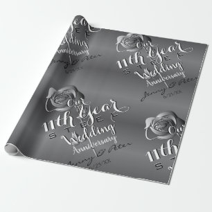 11. Hochzeit-Jubiläum-Rose Geschenkpapier