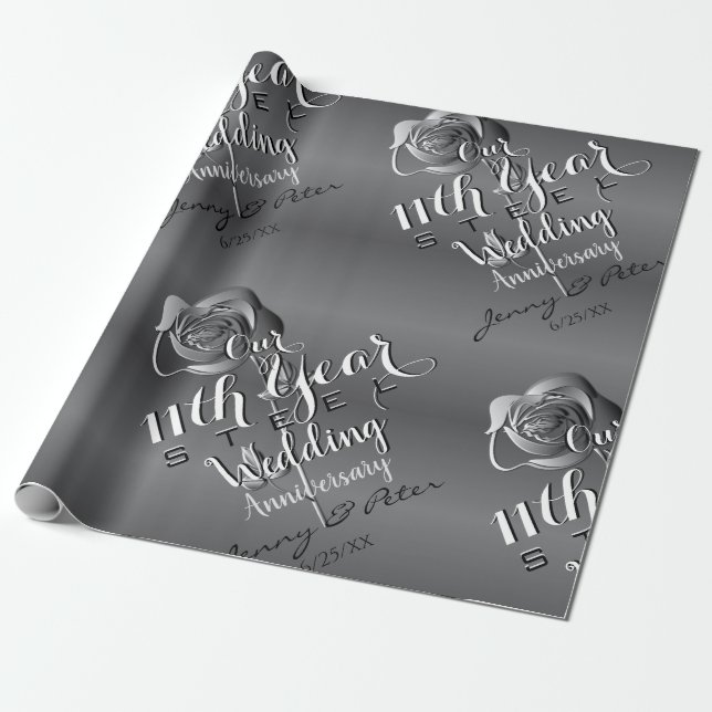 11. Hochzeit-Jubiläum-Rose Geschenkpapier (Ungerollt)
