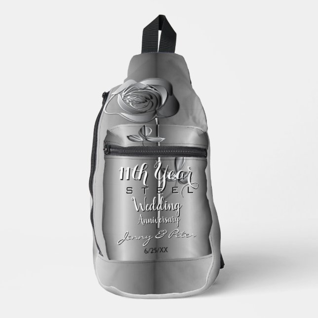 11. Hochzeitsjubiläum aus Stahl Drucksäge Tasche (Vorderseite)