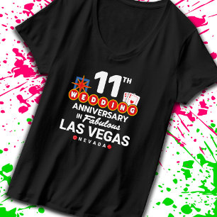 11. Hochzeitsjubiläum Paar Las Vegas Reise T-Shirt