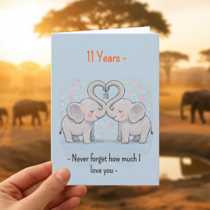 11. Hochzeitstag Elefanten vergessen nie Karte