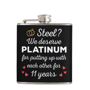 11. Hochzeitstag I - Steel Funny Couple Flachmann