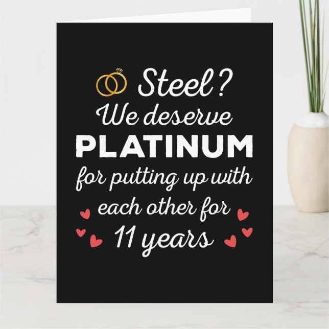 11. Hochzeitstag I - Steel Funny Couple Karte (Vorderseite)