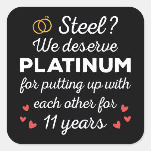 11. Hochzeitstag I - Steel Funny Couple Quadratischer Aufkleber