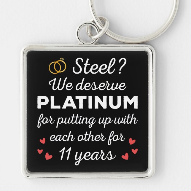 11. Hochzeitstag I - Steel Funny Couple Schlüsselanhänger (Vorne)