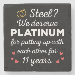 11. Hochzeitstag I - Steel Funny Couple Steinuntersetzer