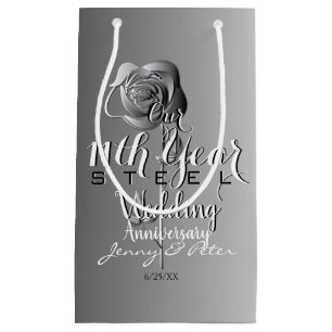 11. Hochzeitstag mit Rose aus Stahl Kleine Geschenktüte