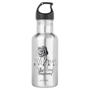 11. Hochzeitstag Stahl-Rose Edelstahlflasche