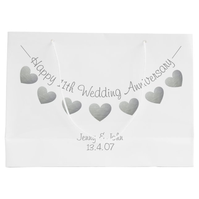 11. Hochzeitstag Stahlgeschenk-Tasche Große Geschenktüte (Rückseite)