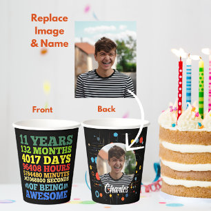 11 Jahre alt 11. Geburtstag 132 Monate Personalisi Pappbecher