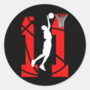 11 Jahre alt 11. Geburtstag Boy Basketball Liebhab Runder Aufkleber