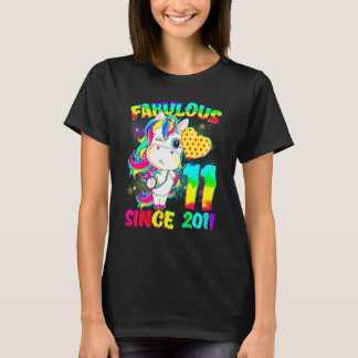 11 Jahre alt 11. Geburtstag Einhorn Girl Fabulous T-Shirt