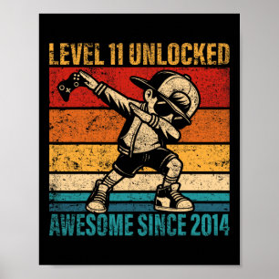 11 Jahre alt Geburtstag Gamer Dabbing Junge 11. St Poster