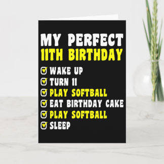 11 Jahre alt mein perfekter 11. Geburtstag Softbal Karte