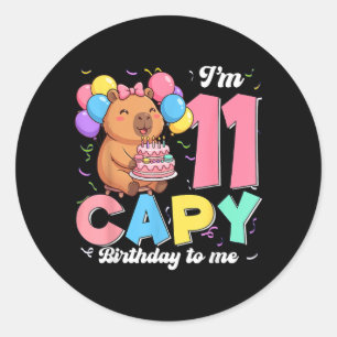 11 Jahre alte Capy Geburtstag zum 11. Geburtstag Runder Aufkleber
