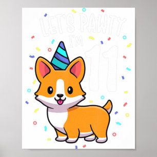 11 Jahre alter Corgi Hund Lover 11. Geburtstagspar Poster