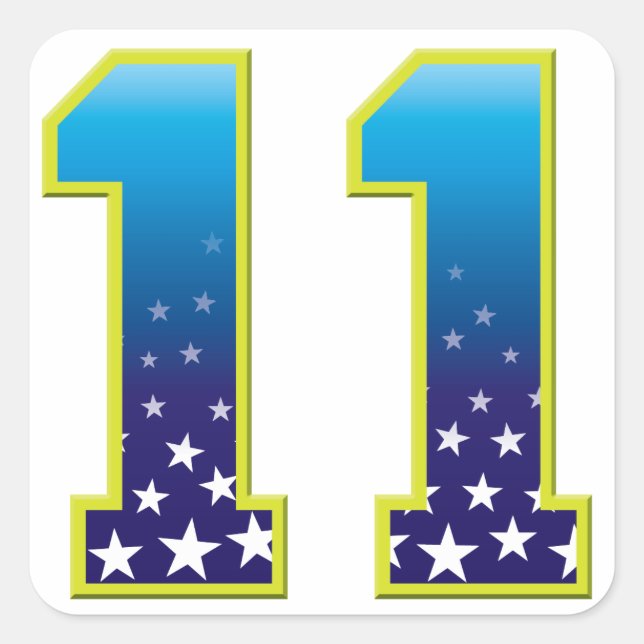 11 Jahre Star Quadratischer Aufkleber (Vorderseite)