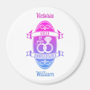 11 Jahre traditioneller Stahl 11. Hochzeitstag Magnet