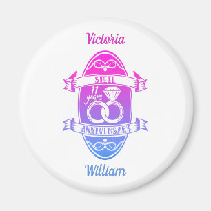 11 Jahre traditioneller Stahl 11. Hochzeitstag Magnet