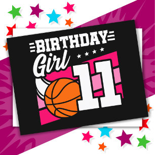 11-jähriger Basketball-Party 11. Geburtstag Mädche Postkarte