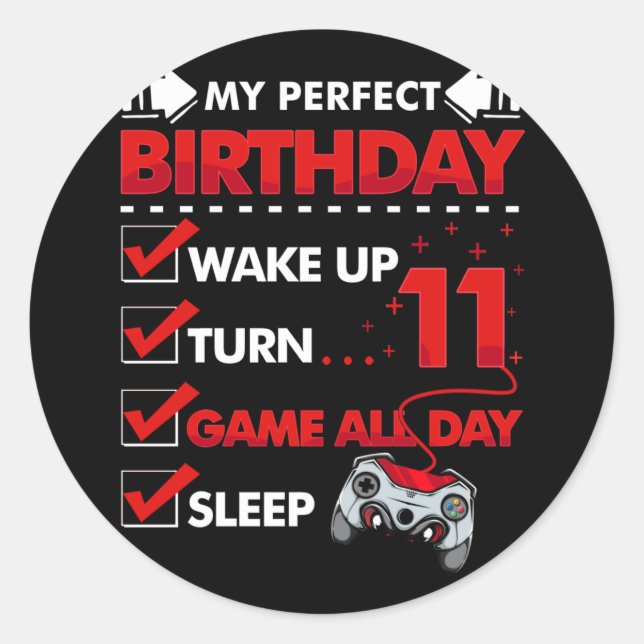 11-jähriger Gamer Boy 11. Perfect Birthday Gaming Runder Aufkleber (Vorderseite)