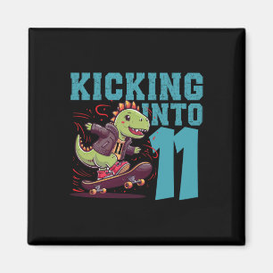 11-jähriger Skater Skateboard fahrender T-Rex Dino Magnet