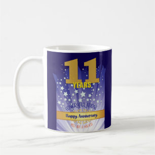 11-jähriges CUSTOM Erholung Jahrestag kühne Zahl Kaffeetasse