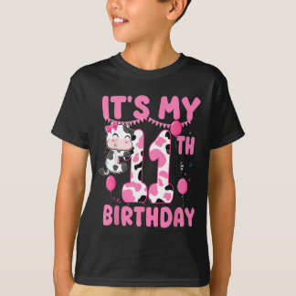 11-jähriges Geburtstagsmädchen 11. Geburtstag Kuh- T-Shirt