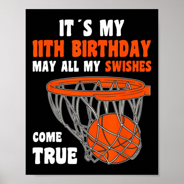 11-jähriges Glück 11. Geburtstag Basketball 11. Bi Poster (Vorne)