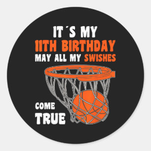 11-jähriges Glück 11. Geburtstag Basketball 11. Bi Runder Aufkleber