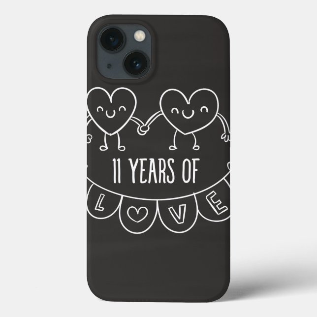 11. Jubiläum Geschenk Chalk Herzen Case-Mate iPhone Hülle (Rückseite)