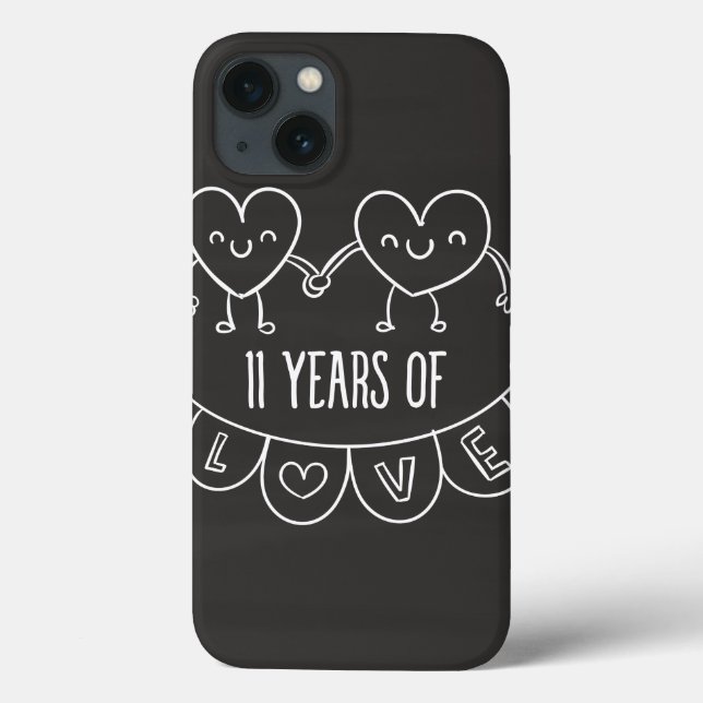 11. Jubiläum Geschenk Chalk Herzen Case-Mate iPhone Hülle (Rückseite)