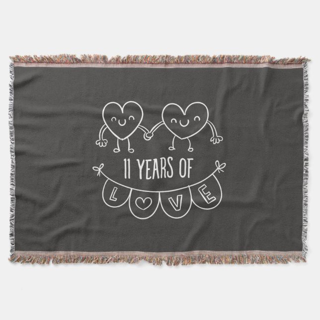 11. Jubiläum Geschenk Chalk Herzen Decke (Vorderseite)