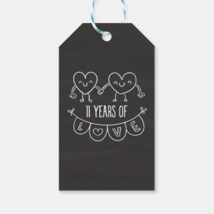 11. Jubiläum Geschenk Chalk Herzen Geschenkanhänger