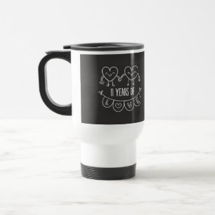 11. Jubiläum Geschenk Chalk Herzen Reisebecher