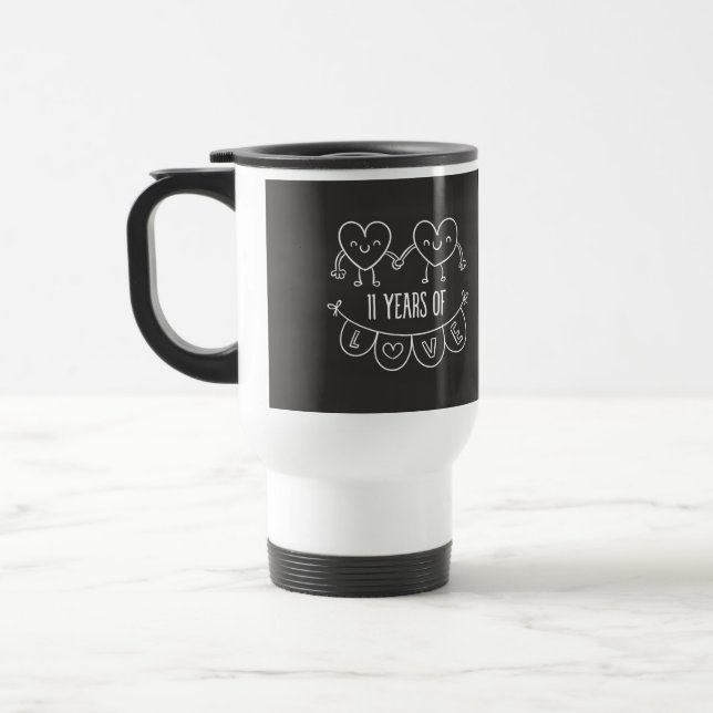 11. Jubiläum Geschenk Chalk Herzen Reisebecher (Links)
