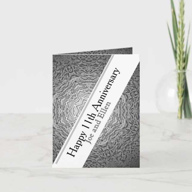 11. Jubiläum Stahl bearbeitbar Karte (Vorderseite)