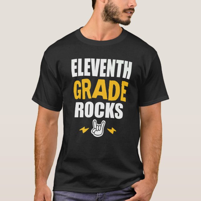 11. Klasse Rocks Back to School Music Teacher Stu T-Shirt (Vorderseite)