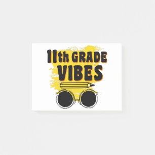 11. Klasse Vibes-Shirt Zurück zur Schule Erster Ta Post-it Klebezettel