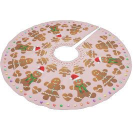 11 Lebkuchenjunge und Mädchen feiern Weihnachten Polyester Weihnachtsbaumdecke